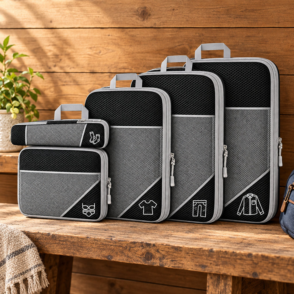Organisateurs de valises noir en set 5 pochettes complet