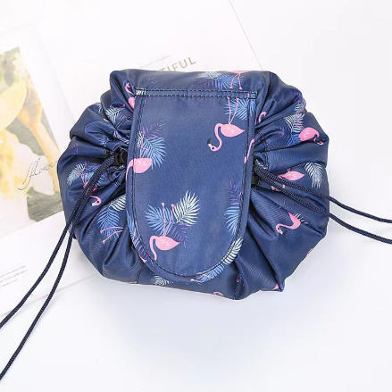 trousse maquillage Zen élégance bleu marin et flamand amusant