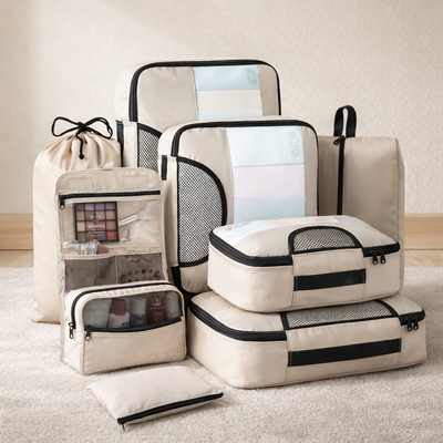 Organisateur de valise crème pratique pour un rangement optimal