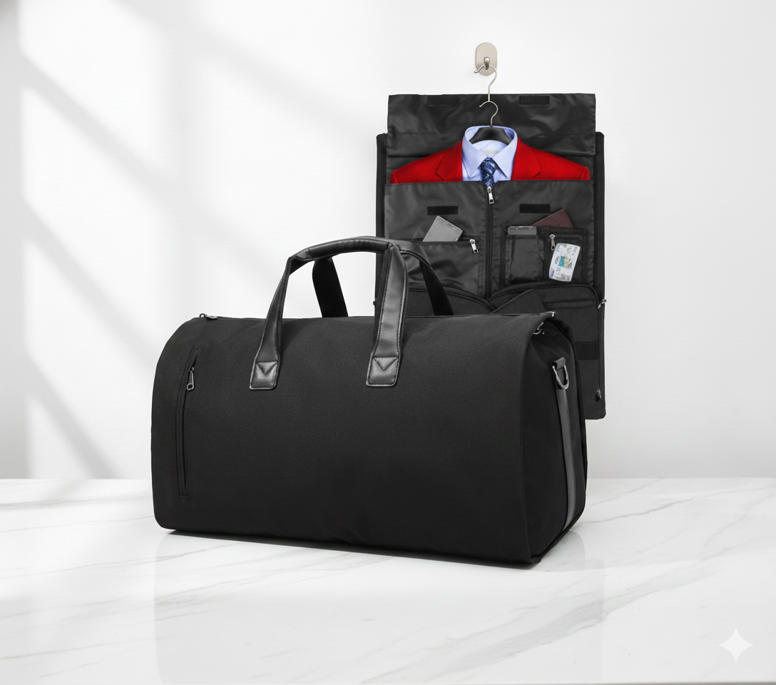 Demonstration Sac de voyage noir ferme et ouvert