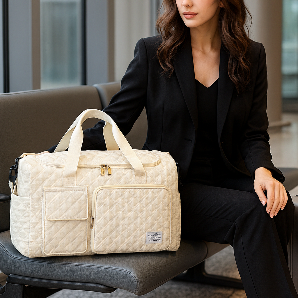 Femme a airport Sac de voyage etanche grande capacite ZenVoyagExpress blanc utilise pour voyage