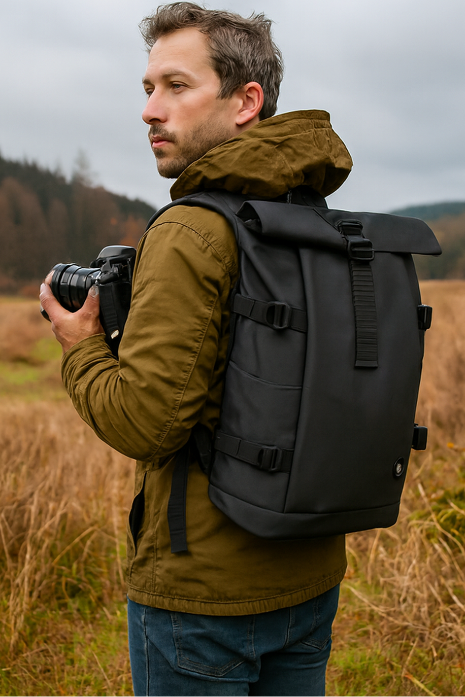 homme SAC A DOS VOYAGE ZenVoyage roller noir en randonnée et appareil photo