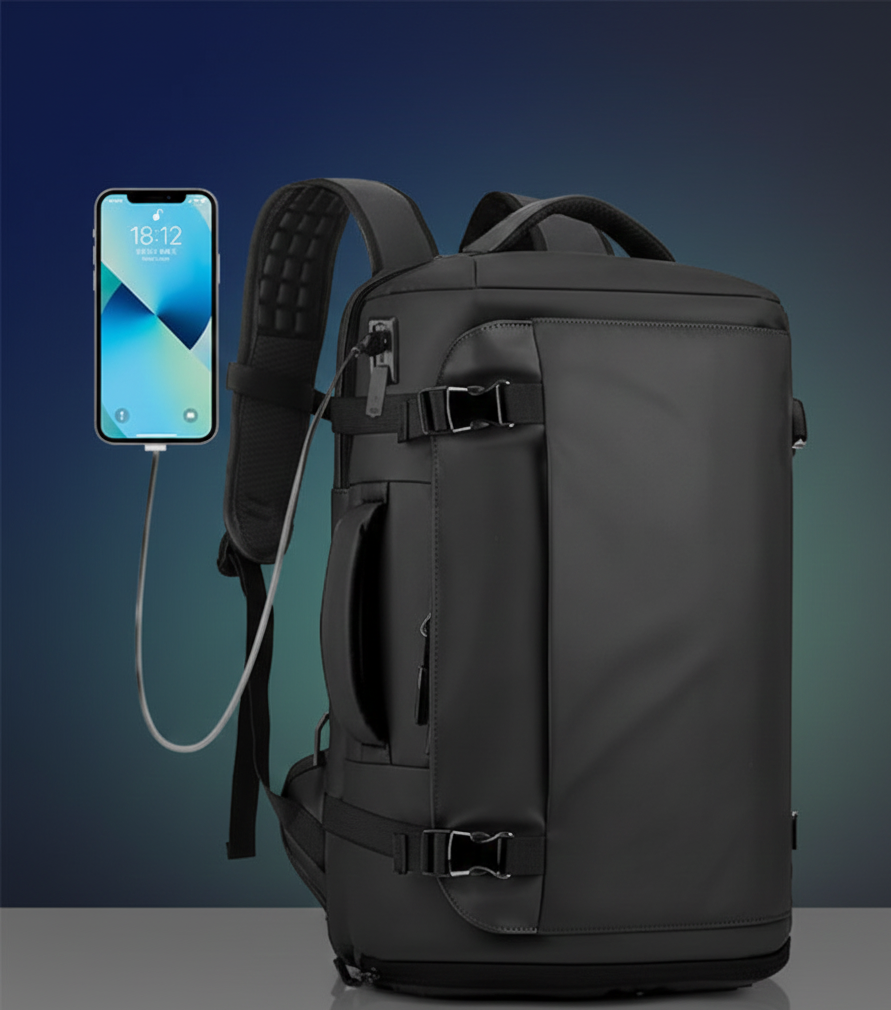 SAC A DOS DE VOYAGE noir avec prise pour portable