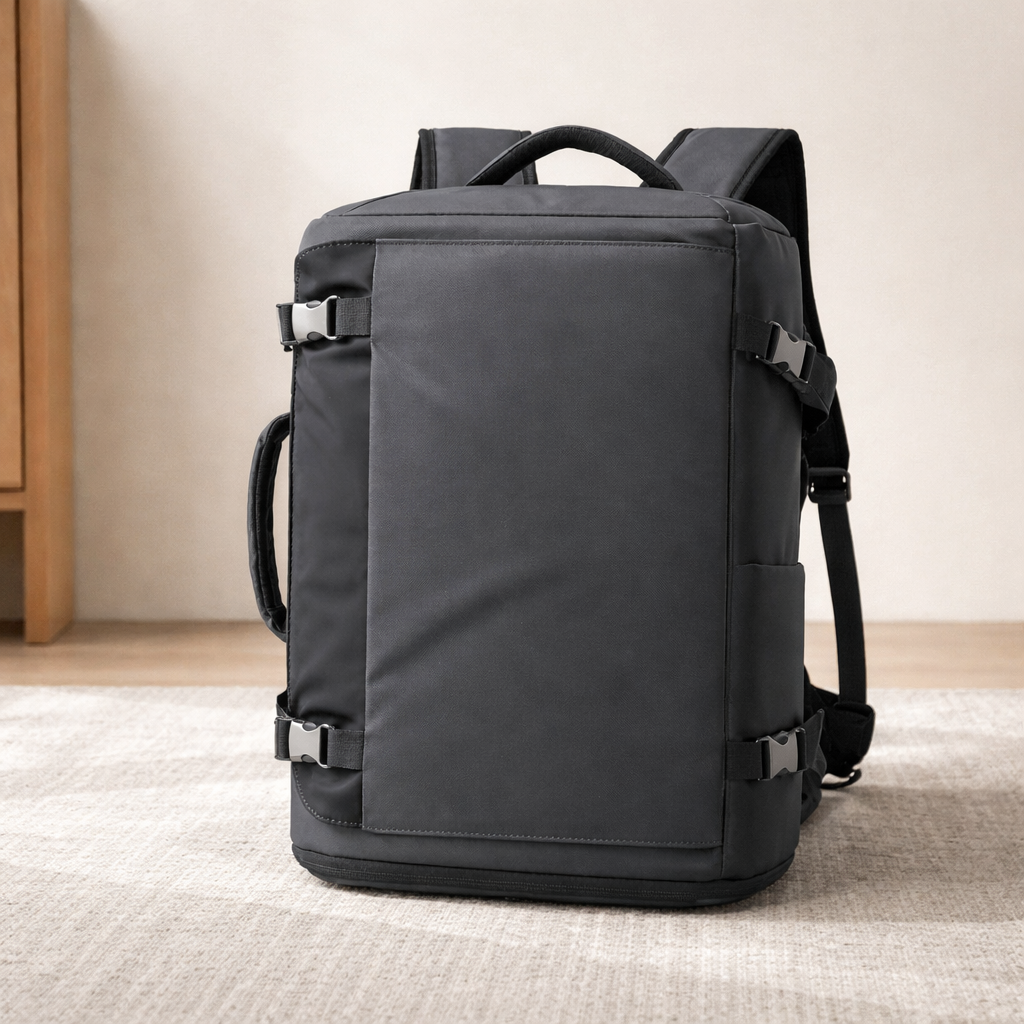 SAC A DOS DE VOYAGE gris style valise, bagage cabine léger et compact, idéal pour déplacements, week‑ends et voyages organisés