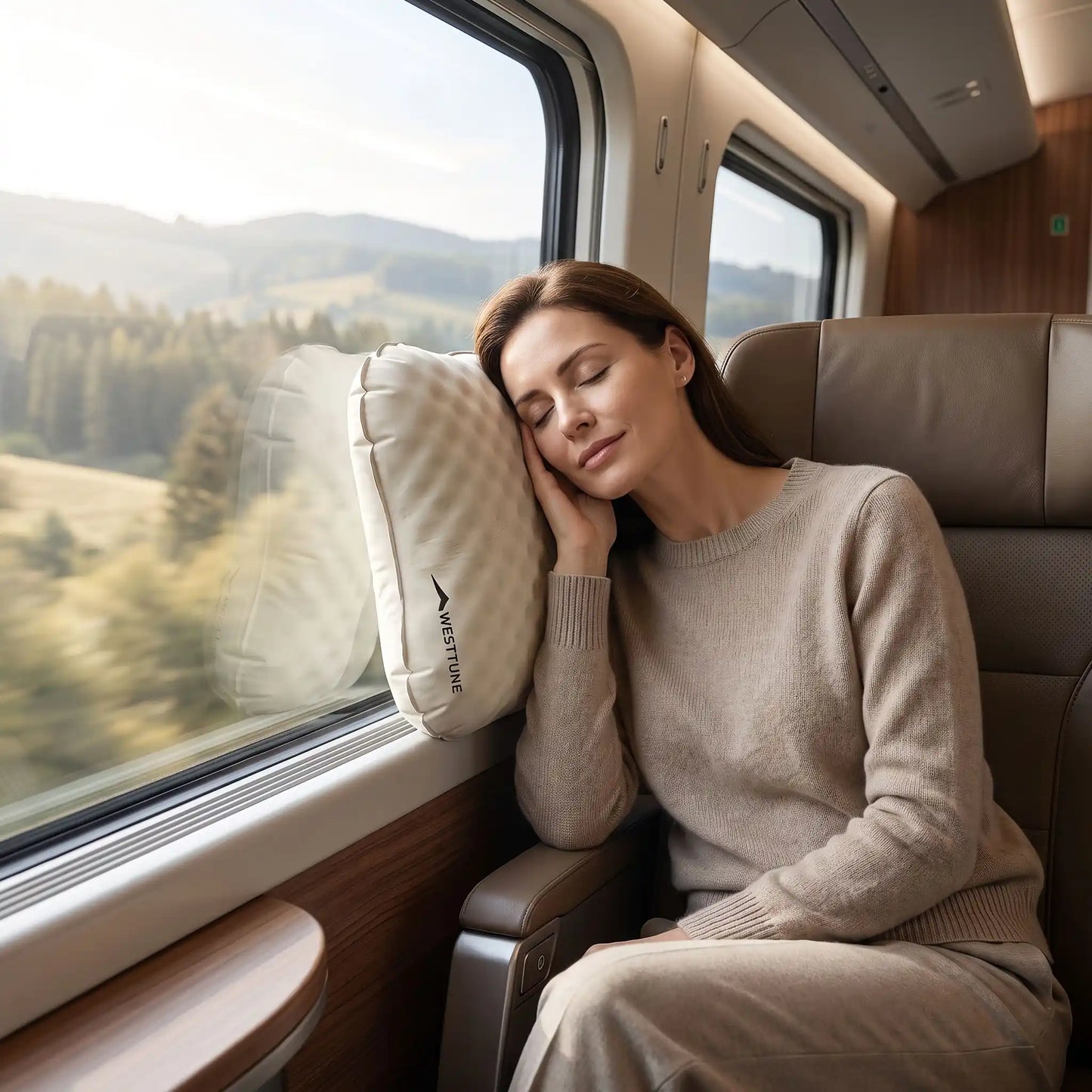 Oreiller gonflable de voyage cocoon nomade en train