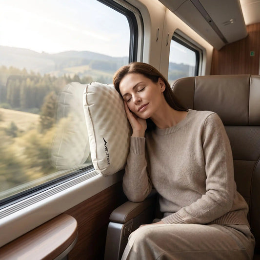 Oreiller gonflable de voyage cocoon nomade en train