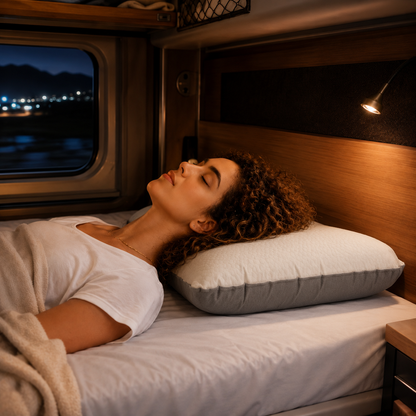 Oreiller gonflable de voyage cocoon nomade sommeil en train