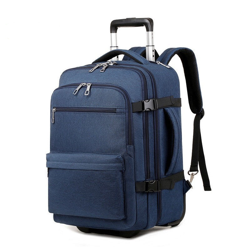 SAC A DOS DE VOYAGE bleu sur fond blanc capacite généreuse design fonctionnel pour ordinateur et cabine