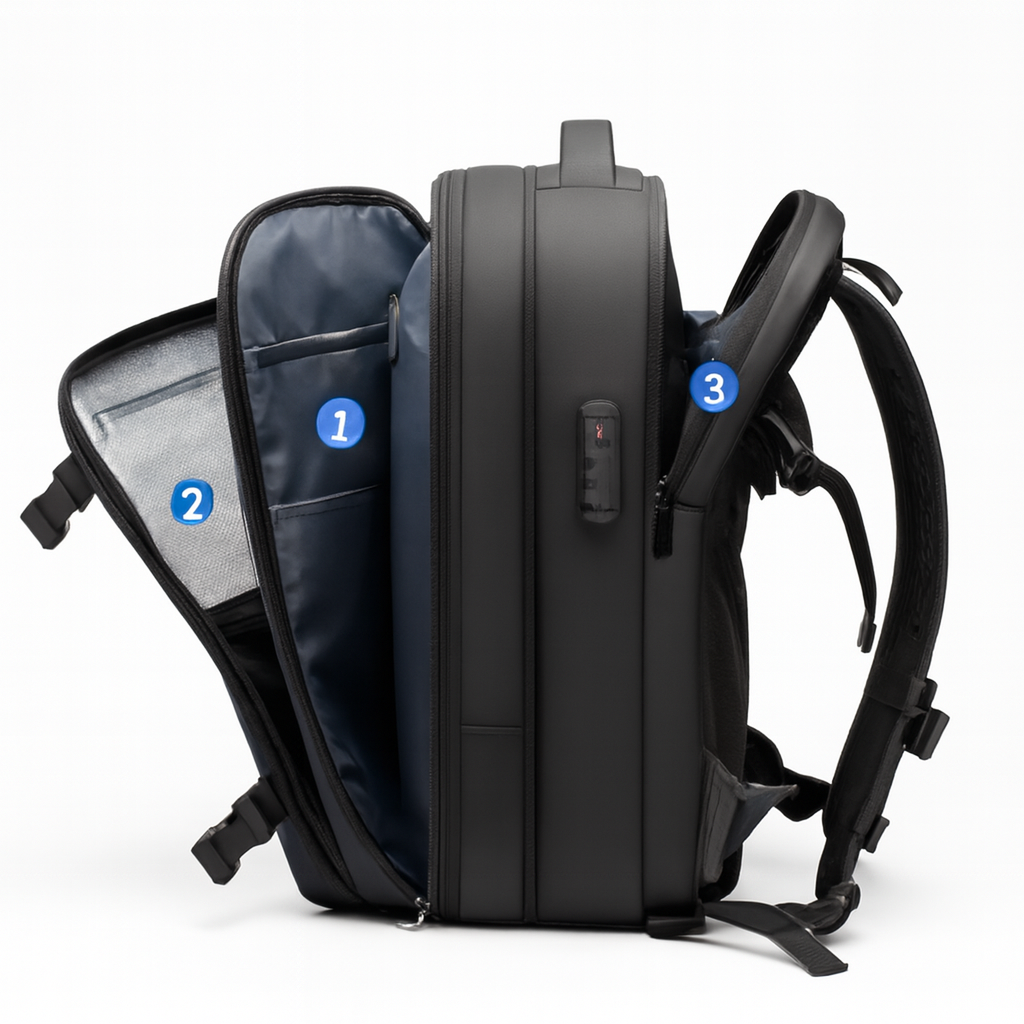 sac a dos voyage compression de biais quatre poches