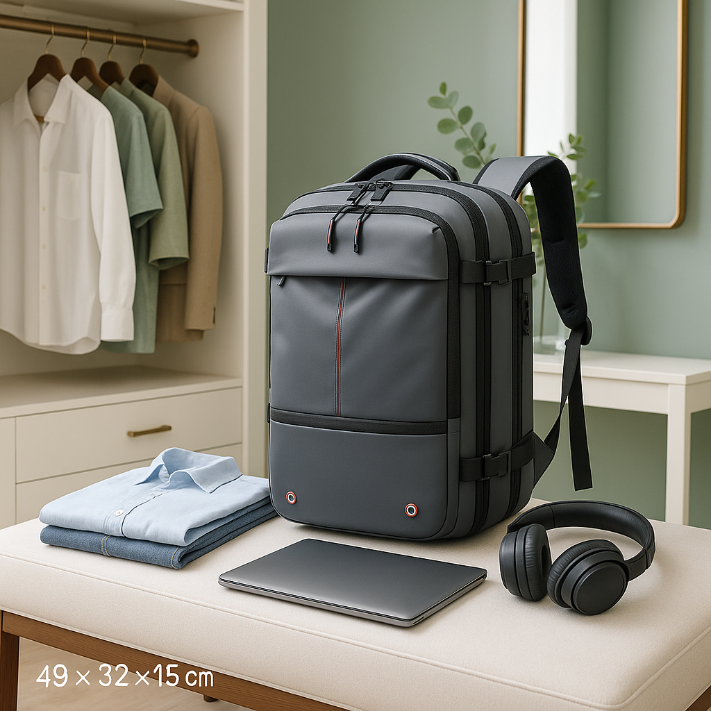 sac a dos voyage compression sous vide sur banc walkin