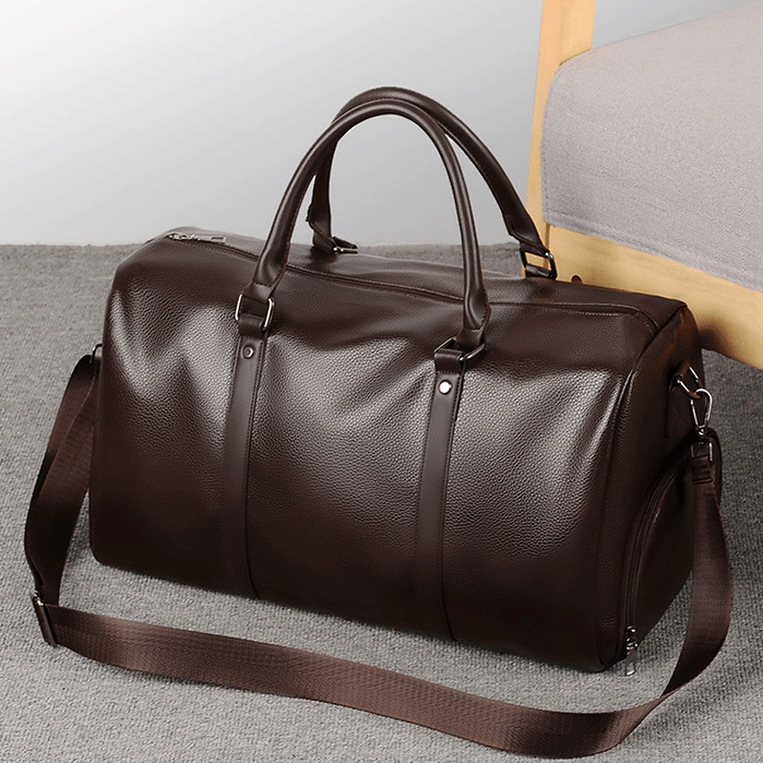 Sac de voyage homme grand format avec poignées doubles, parfait pour voyage court et style intemporel