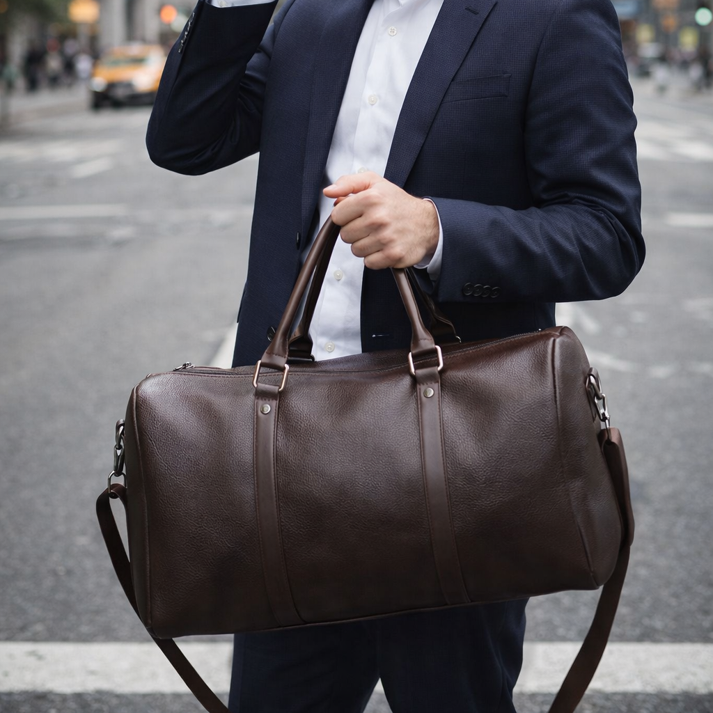 Sac de voyage homme business avec bandoulières et poignées renforcées, idéal pour homme actif