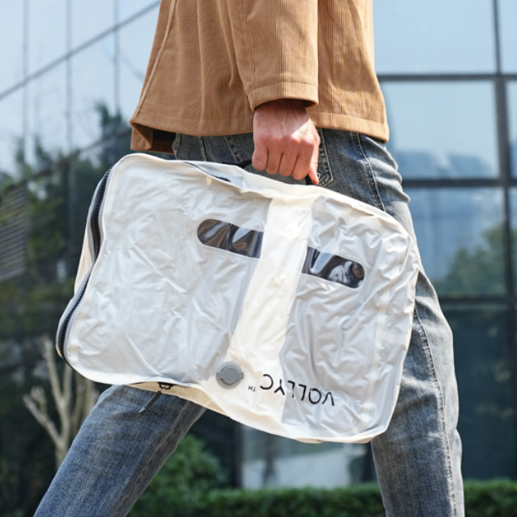 Sac sous vide de voyage porte à la main en extérieur, housse transparente compressée avec valve, idéal pour optimiser l espace en déplacement