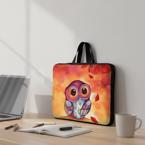 Sacoche ordinateur femme avec hibou carrousel