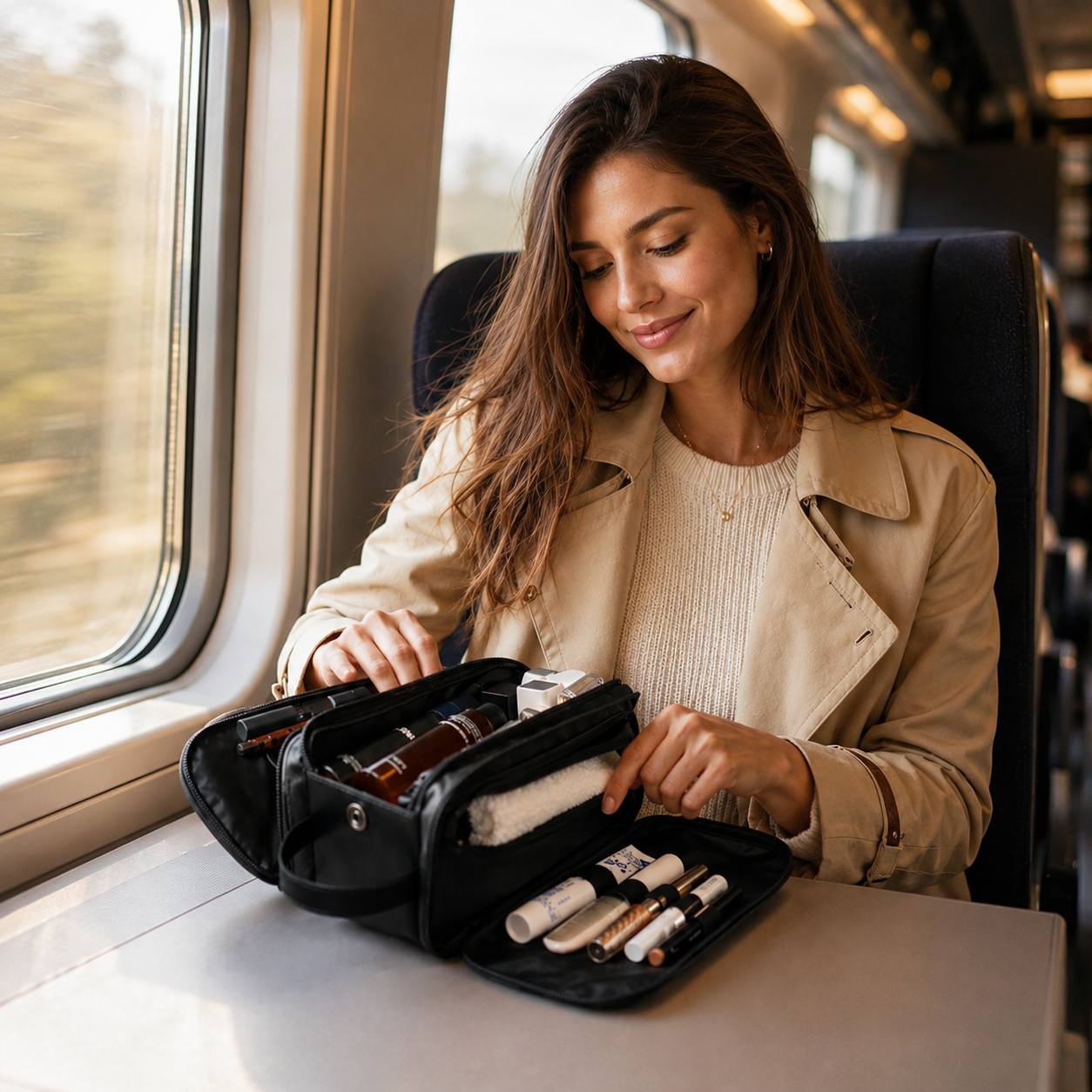 Trousse de toilette le Luxe Raffiné noir effet cuir