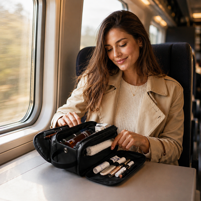 Trousse de toilette le Luxe Raffiné noir effet cuir