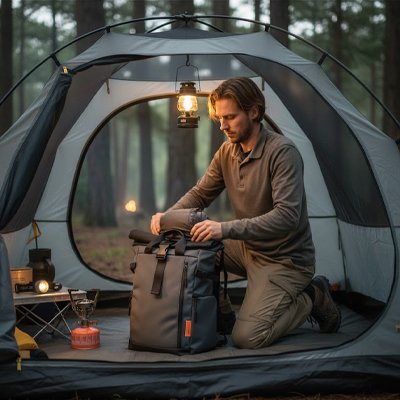 C est le temps d un sejour en camping Sac a dos voyage rollertop est au rendez vous avec grande capacite