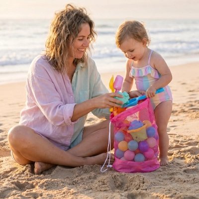 Cabas Plage Enfant Forme rose