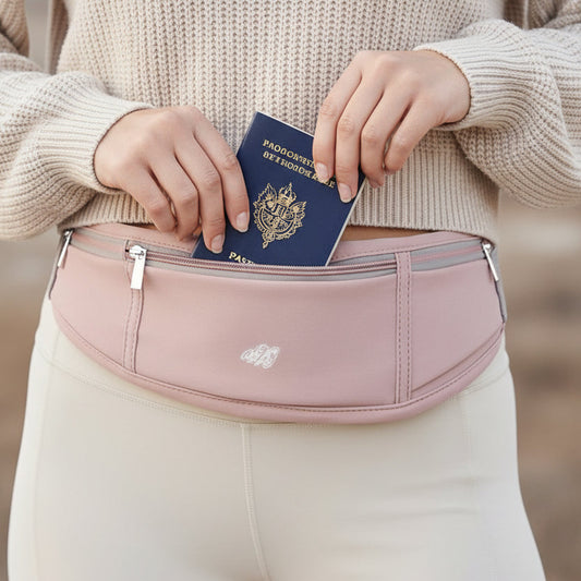 ceinture de voyage banane indispensable rosé