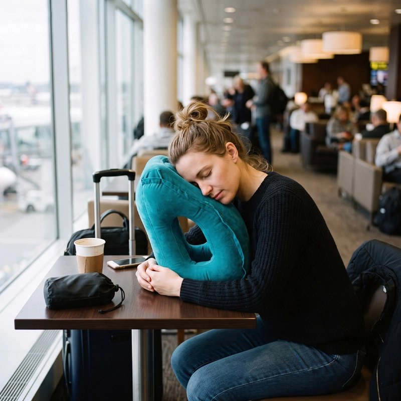 Coussin pour avion sieste en altitude bleu