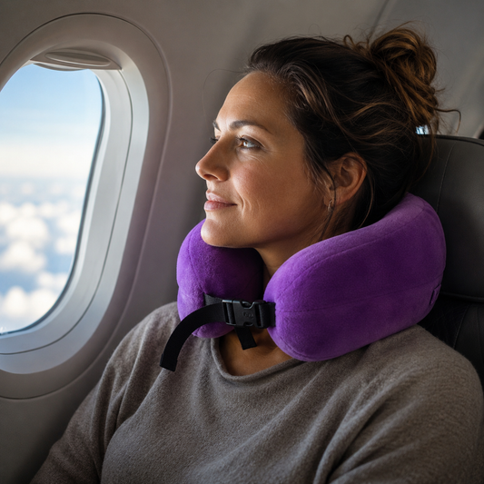 Coussin voyage femme gain de place violet