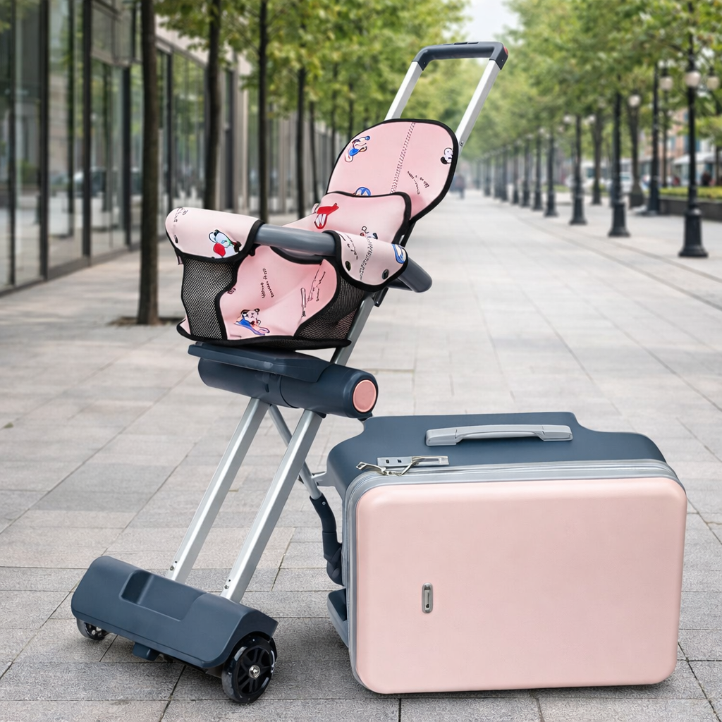 photo professionnel Dans la rue, pour présentation de la petite valise Zen Petit Voyageur rose