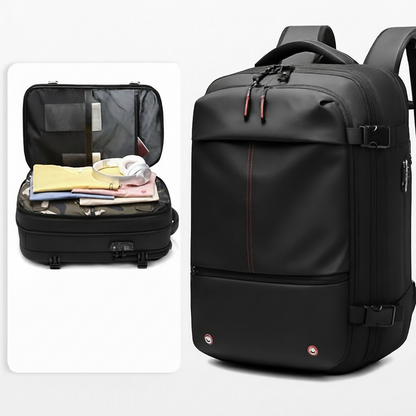 demonstration capacite du Sac a dos voyage compression plusieurs chemise pantalone ecouteur