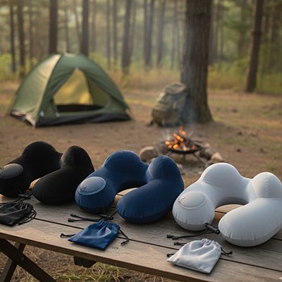 Démonstration de l'Oreiller gonflable EasyPack en trois couleur