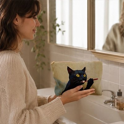 en action la Trousse à maquillage Édition Amour de Chat