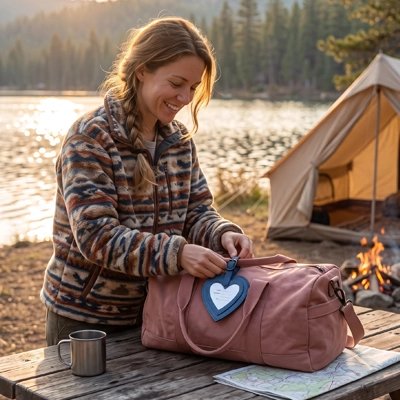 Étiquette bagage Amour de Voyage en camping