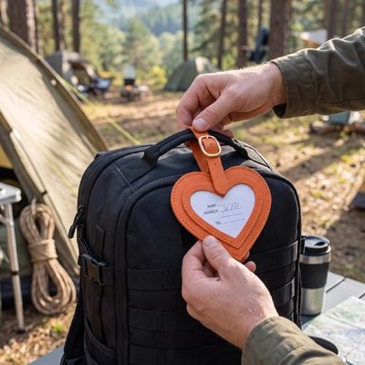 Étiquette bagage Amour de Voyage orange