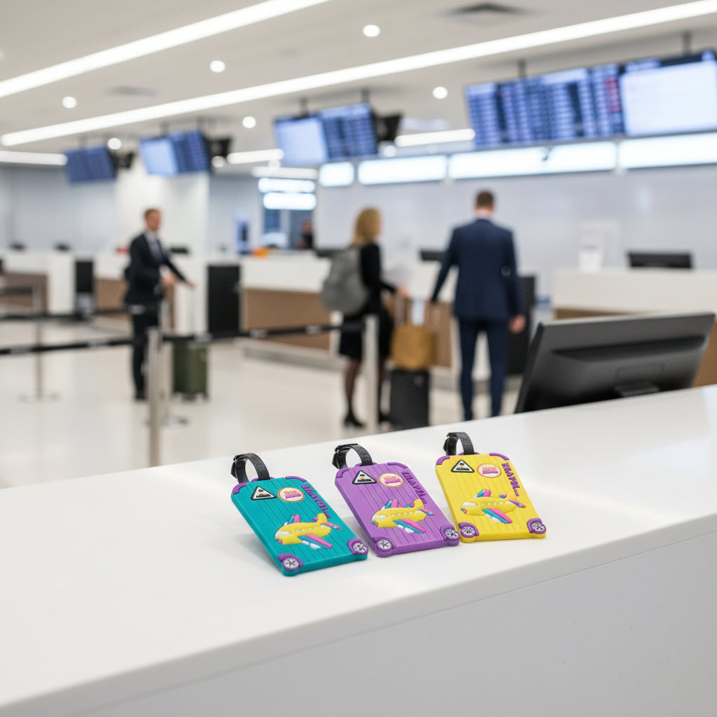 Etiquettes pour bagages color pop  en trois couleur