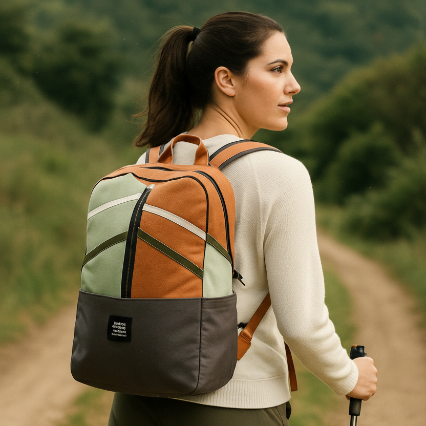 femme avec batons marche dans sentier avec sac a dos voyage edition ZenAutomne