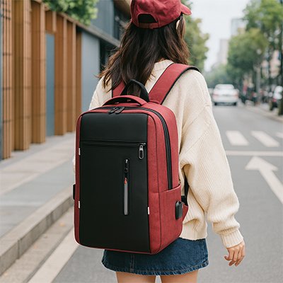 Femme porte Sac à dos ordinateur rouge