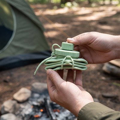  Gourde pliable réutilisable voyage Élégante cubique vert