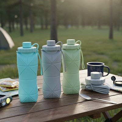  Gourde pliable réutilisable voyage Élégante cubique en 3 couleurs