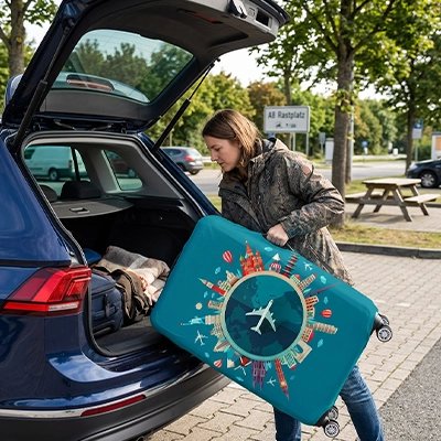 Housse de Protection de Valise Visible, Unique, Vôtre en voiture