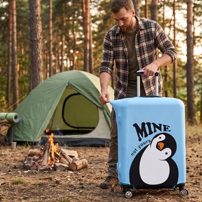 Housse pour valise Anti-Confusion bleu pingouin