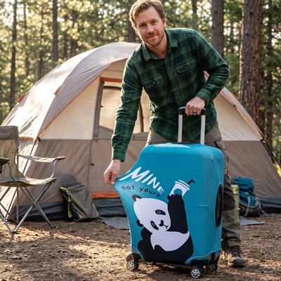 Housse pour valise Anti-Confusion panda aqua