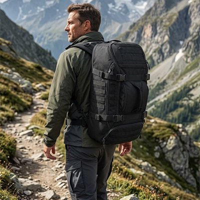Marcheur en en sentier avec Sac à dos pour randonnée 