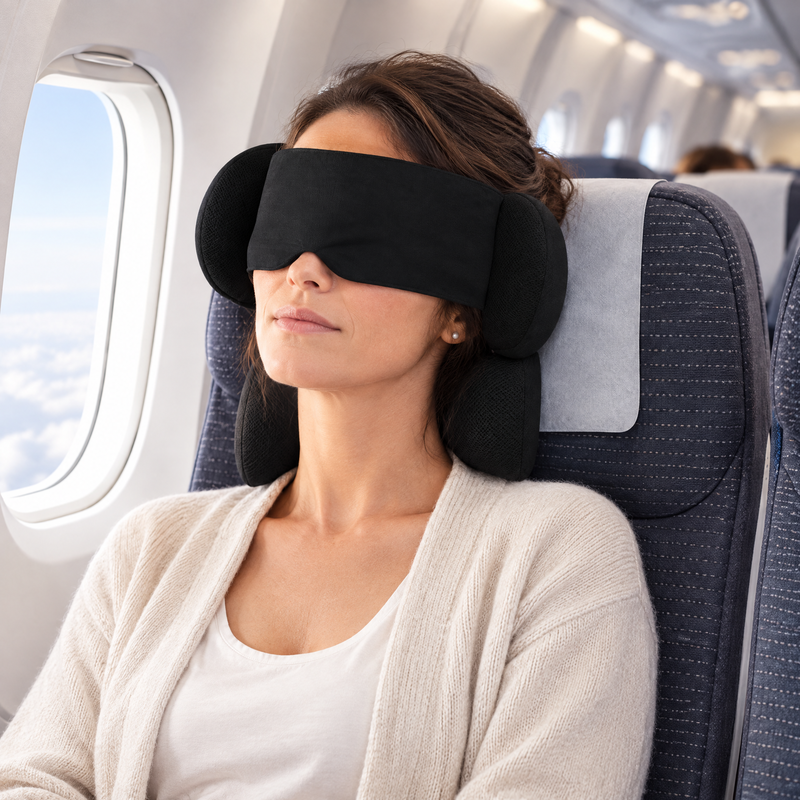 masque pour les yeux avion en classe écomique
