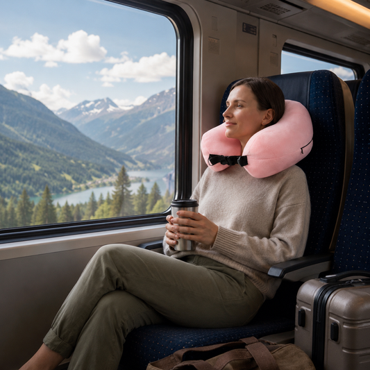 Oreiller de Voyage All In Rose en Train