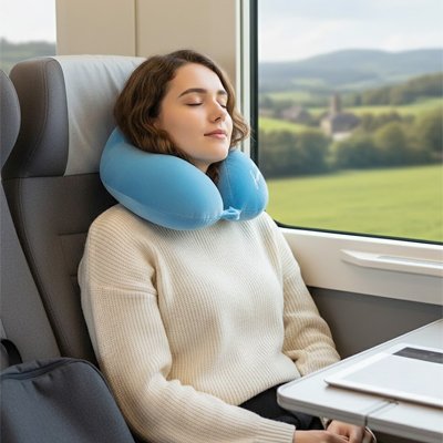 Oreiller de voyage sérénité UltraSoft bleu ciel