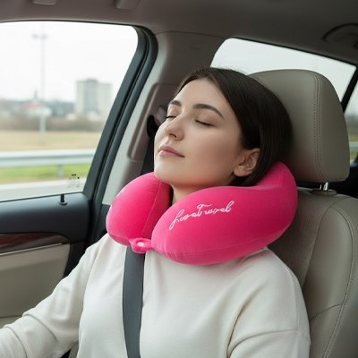 Oreiller de voyage sérénité UltraSoft rose