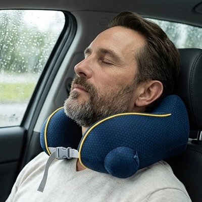 Oreiller gonflable de voyage Nuit d'Exception bleu