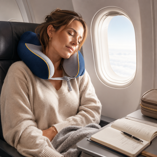 Oreiller gonflable de voyage Sieste express en avion