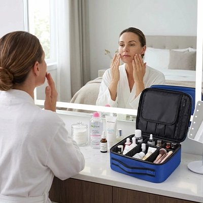Organisateur de maquillage Essentiel Beauté bleu
