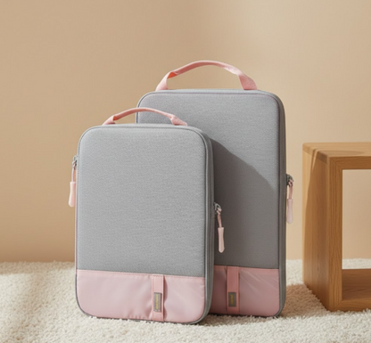 Organisateur de valise premium, grande et petite pochette compacte pour optimisation de l’espace bagage rose