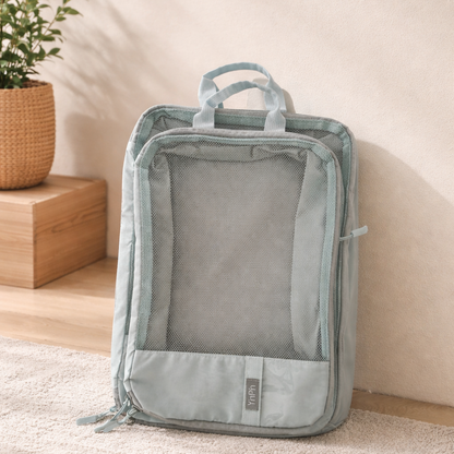 Organisateur de valise premium, lot de deux pochettes bleu caraïbe pour rangement efficace en voyage