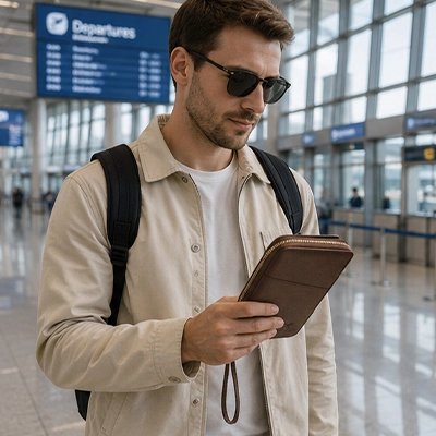 portefeuille pour voyage famille Sérénité à l'aéroport